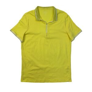 Armani Exchange Polo Shirt Mens XL Extra Large SLIM Fit Lemon 1/4 Zip AX Logo